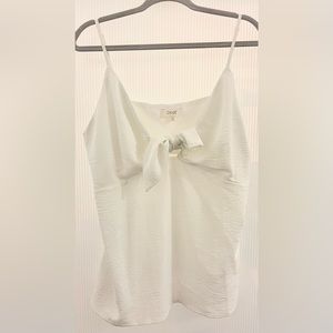 Oddi White Tie Front Blouse Tank Top | Size 1XL | Adjustable Straps